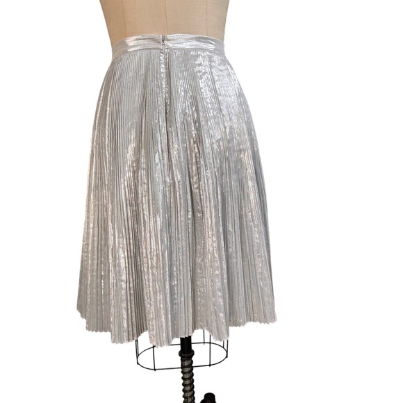 Talbots Dresses & Skirts - Talbots Metallic Pleated Shimmer Midi Skirt 4 Silver